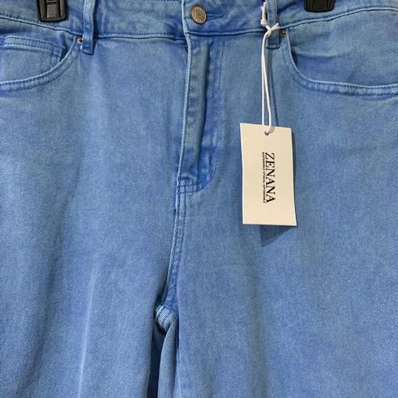 ZENANA Posey High Waist Destroyed Acid Wash Pants in Ocean Blue - Picture 4 of 10